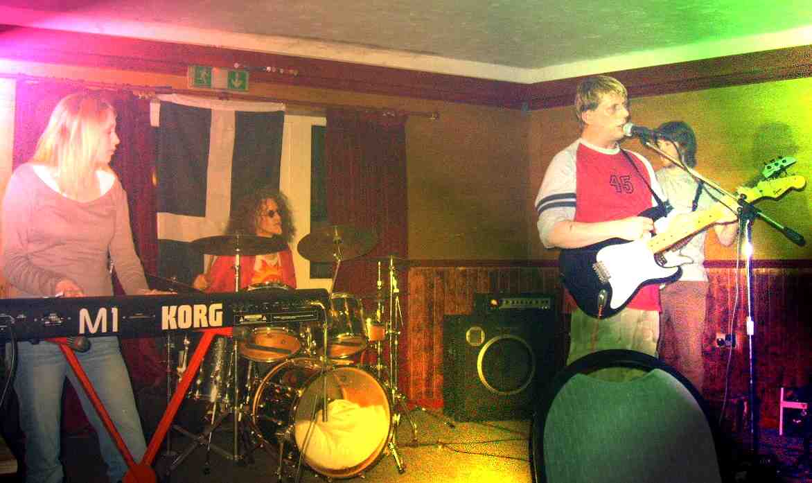 Sam Drumming with Driving Blind at a Gig in Nical's Bodmin